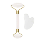 Rolo de Jade + Gua Sha Facial | Kit Massageador Anti-Idade para Lifting, Redução de Inchaço e Linhas