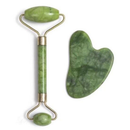Rolo de Jade + Gua Sha Facial | Kit Massageador Anti-Idade para Lifting, Redução de Inchaço e Linhas