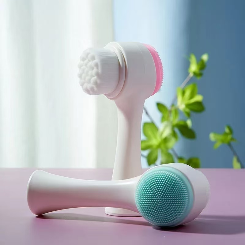 Escova Limpeza Facial 2 Em 1 Aparelho Massagem Esponja Cerdas Macias Dupla Face Escova De Limpeza De Cravos