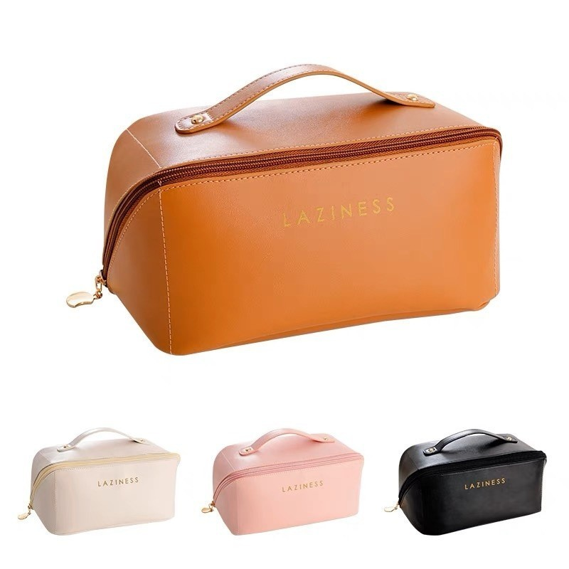  Bolsa Necessaire Feminino Cosmético De Couro PU De Grande Capacidade Em Alto Qualidade
