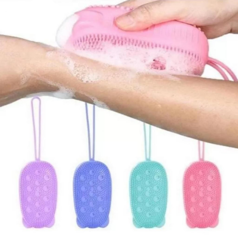 Bucha P/ Banho Silicone Macia Para Esfregar E Esfoliar a Pele Bucha Esfregão Saboneteira Escova Corporal Porta Sabonete