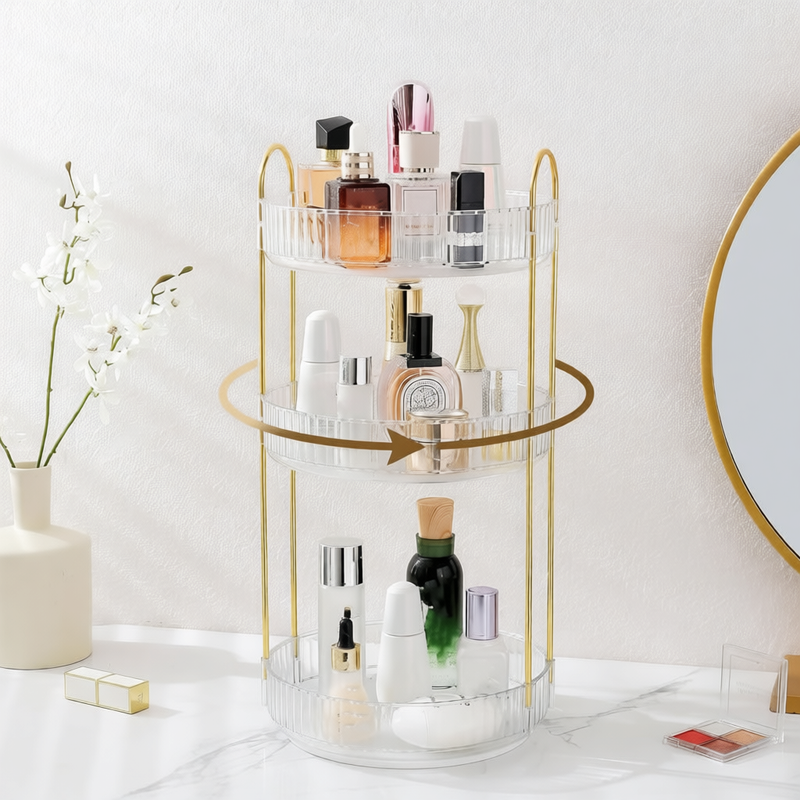 Organizador de Maquiagem Giratório – Suporte Multiuso 2/3 Andares p/ Cosméticos e Perfumes